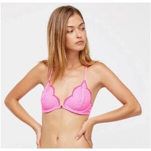 Free People Intimately Slow Dance Underwire Bra in Neon Pink 32A